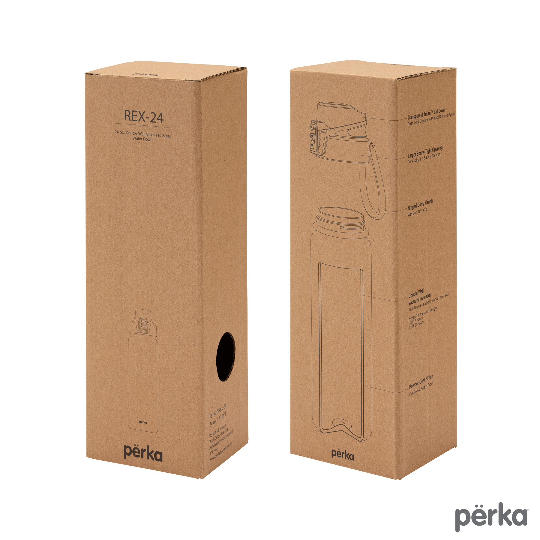 Perka® Rex 24 oz. Double Wall, Stainless Steel Water Bottle 9