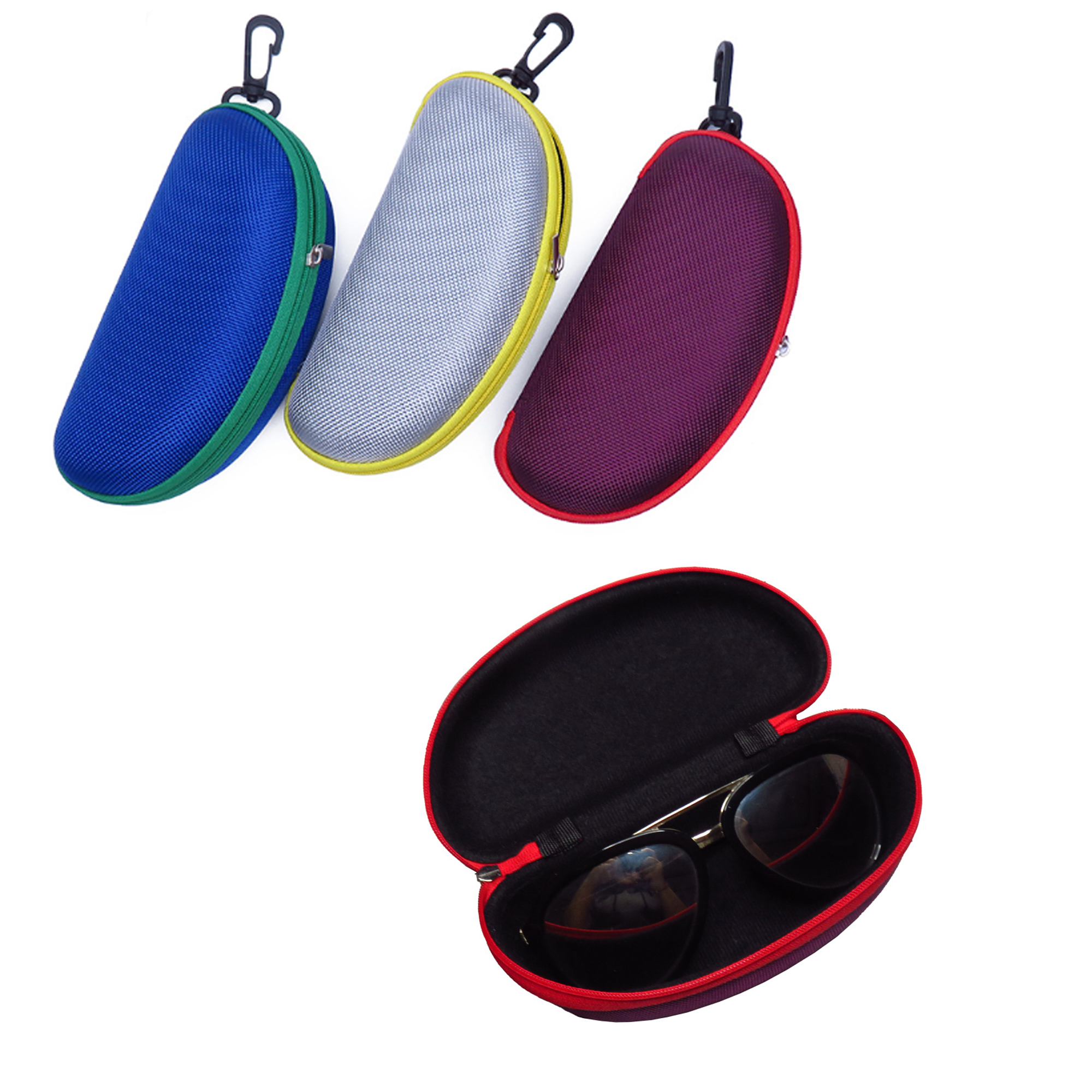 Waterproof Portable Eyeglasses Case W/Zipper & Clip 2