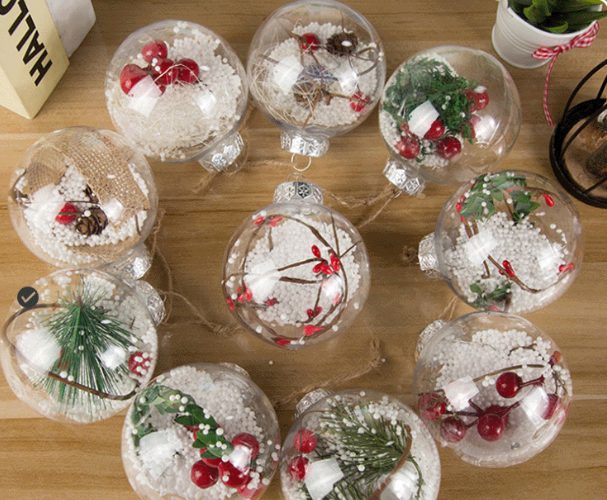 Round Clear Plastic Christmas Ball Ornaments 6