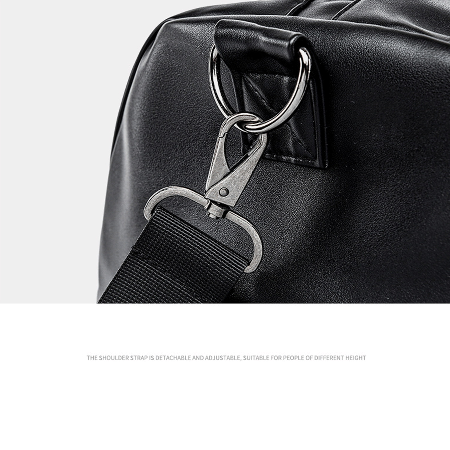 black spacious water-proof traveler PU leather Duffel Bag 18