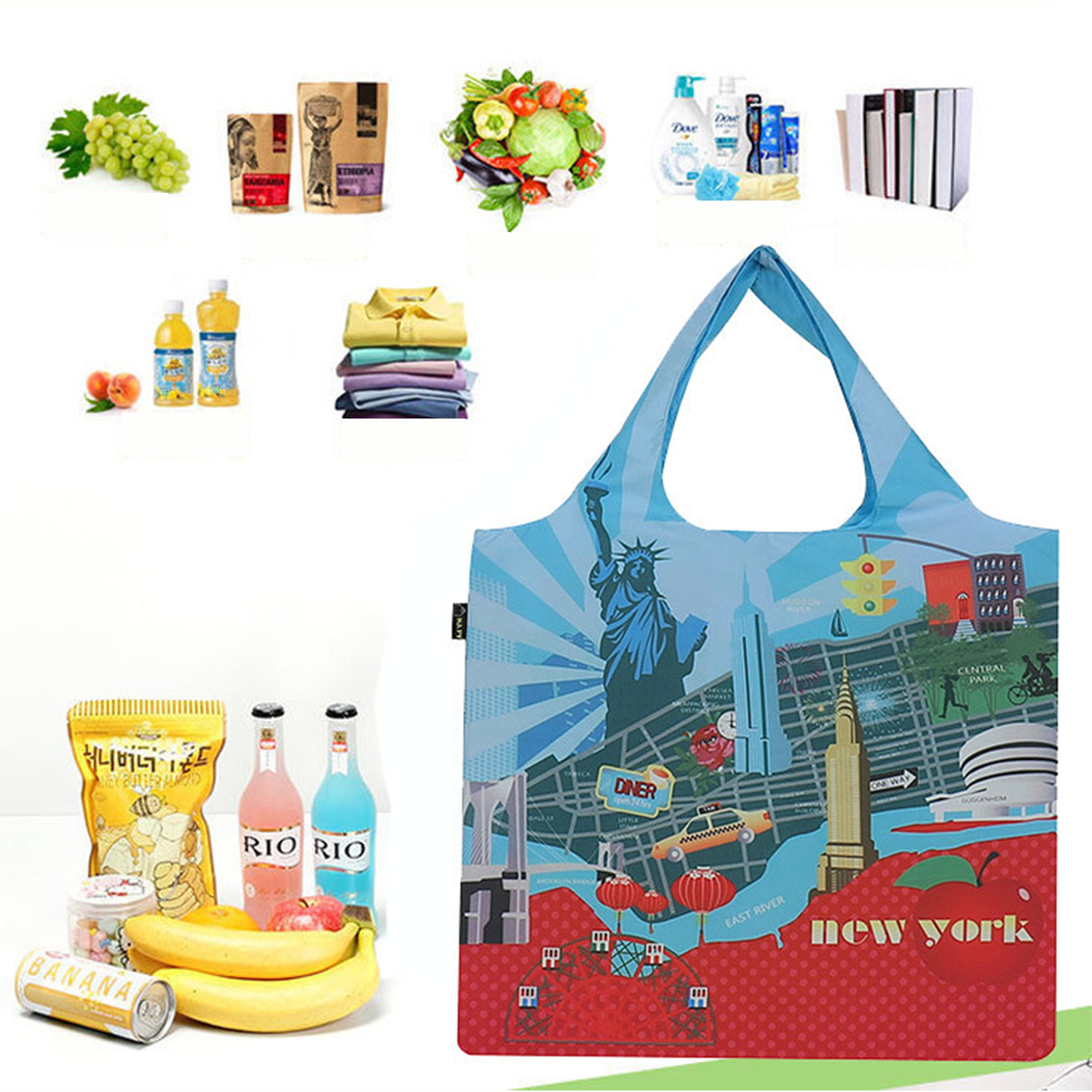 Custom Reusable portable polyester Beach Folding Tote Bag 14
