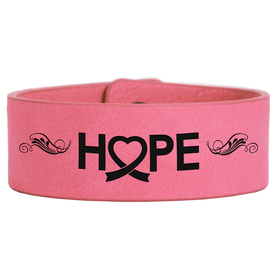9 1/2" x 1" Pink Leatherette Cuff Bracelet 2