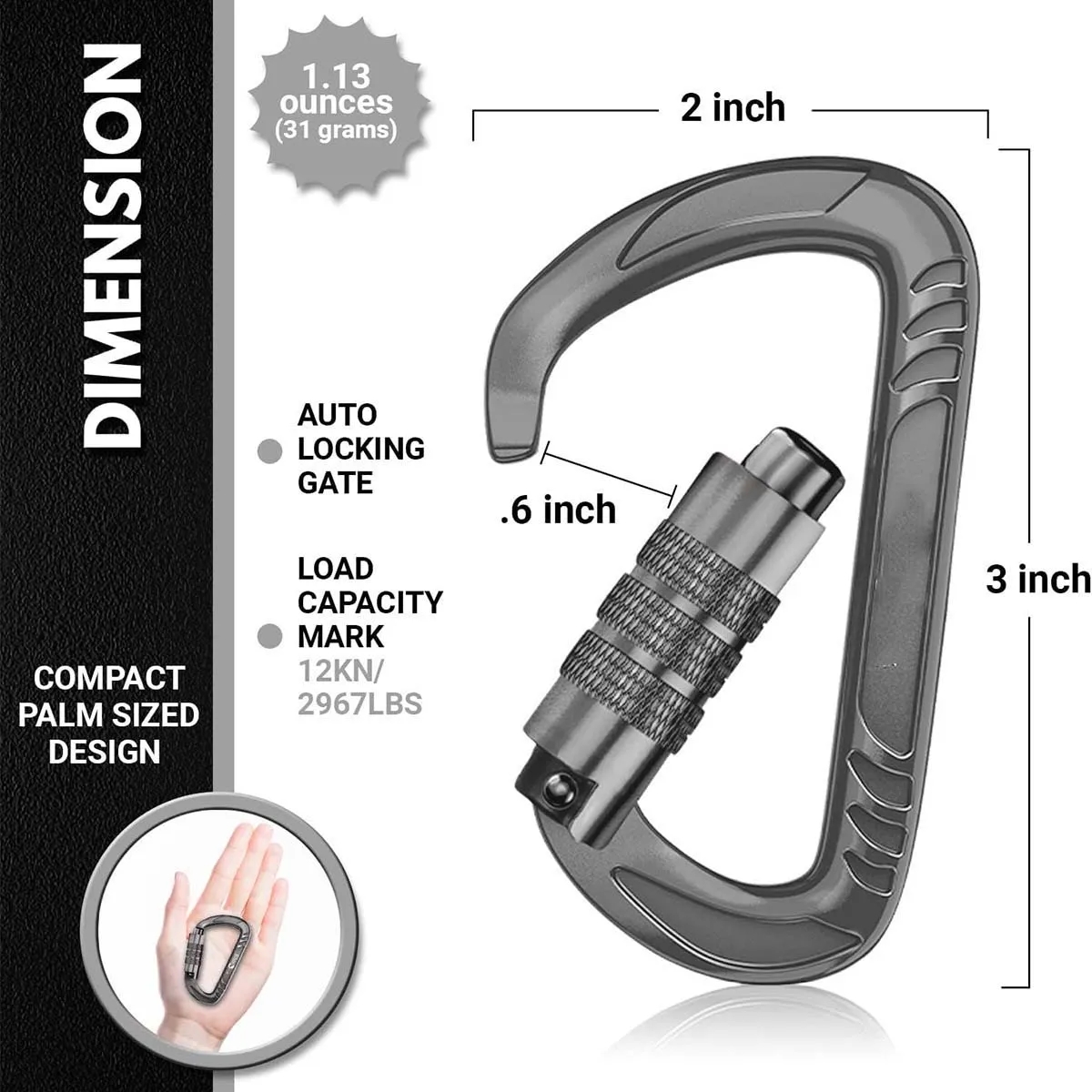 Multifunctional Top-grade Aerospace Aluminum Carabiner Clip 2