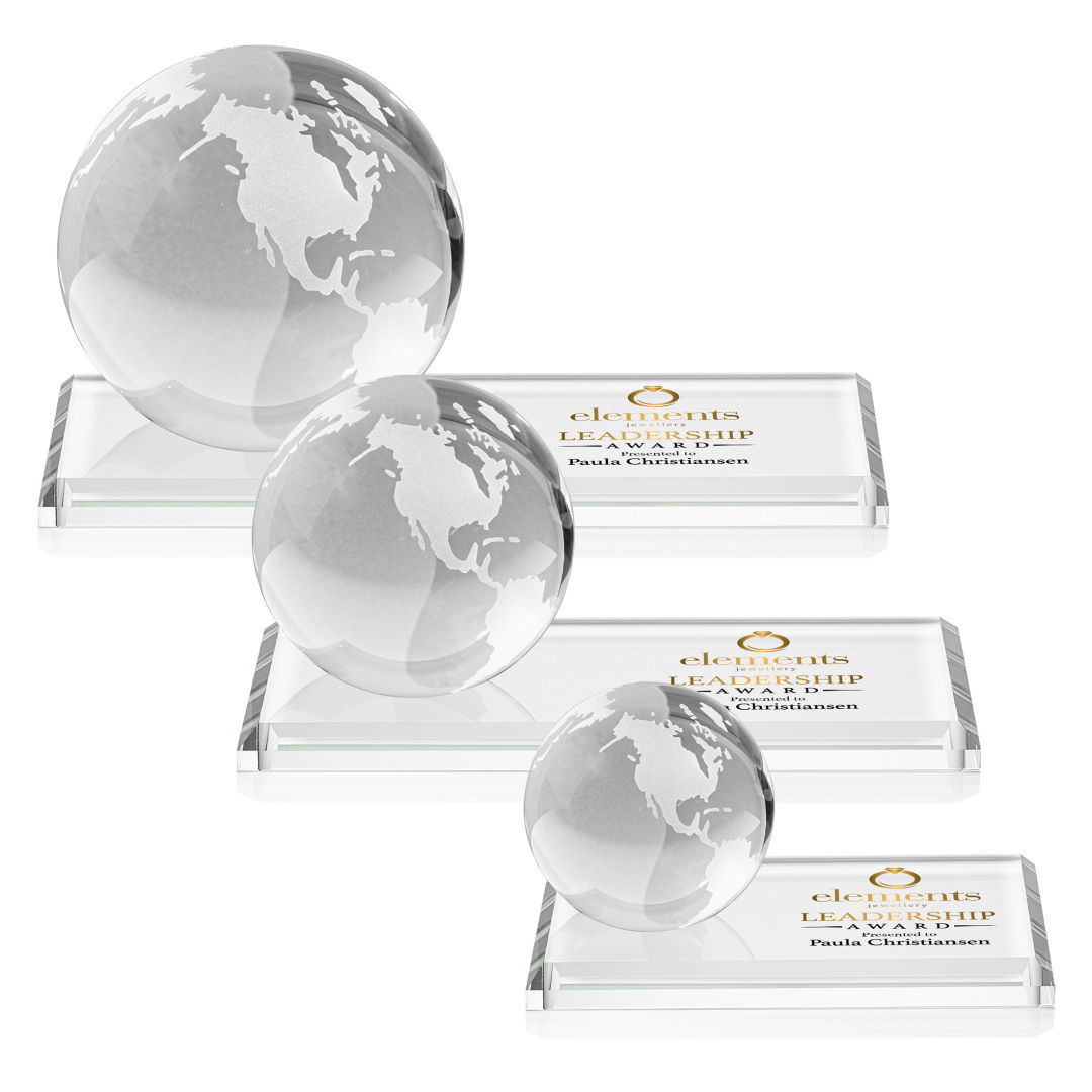 Globe VividPrint™ Award on Rectangle Base - Clear 10