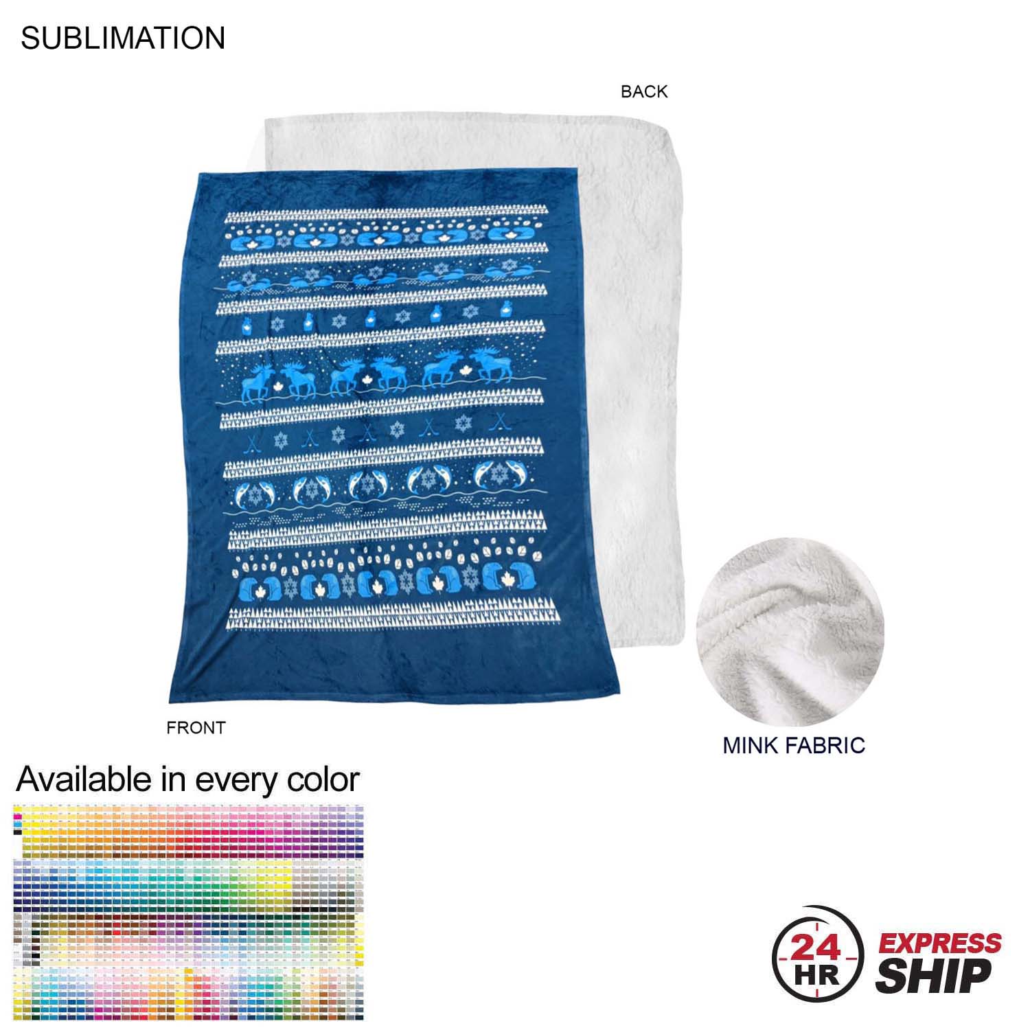 24 Hr Express Ship - Plush and Cozy Mink Flannel Fleece Blanket, 60x80, Sublimated Edge to Edge 7