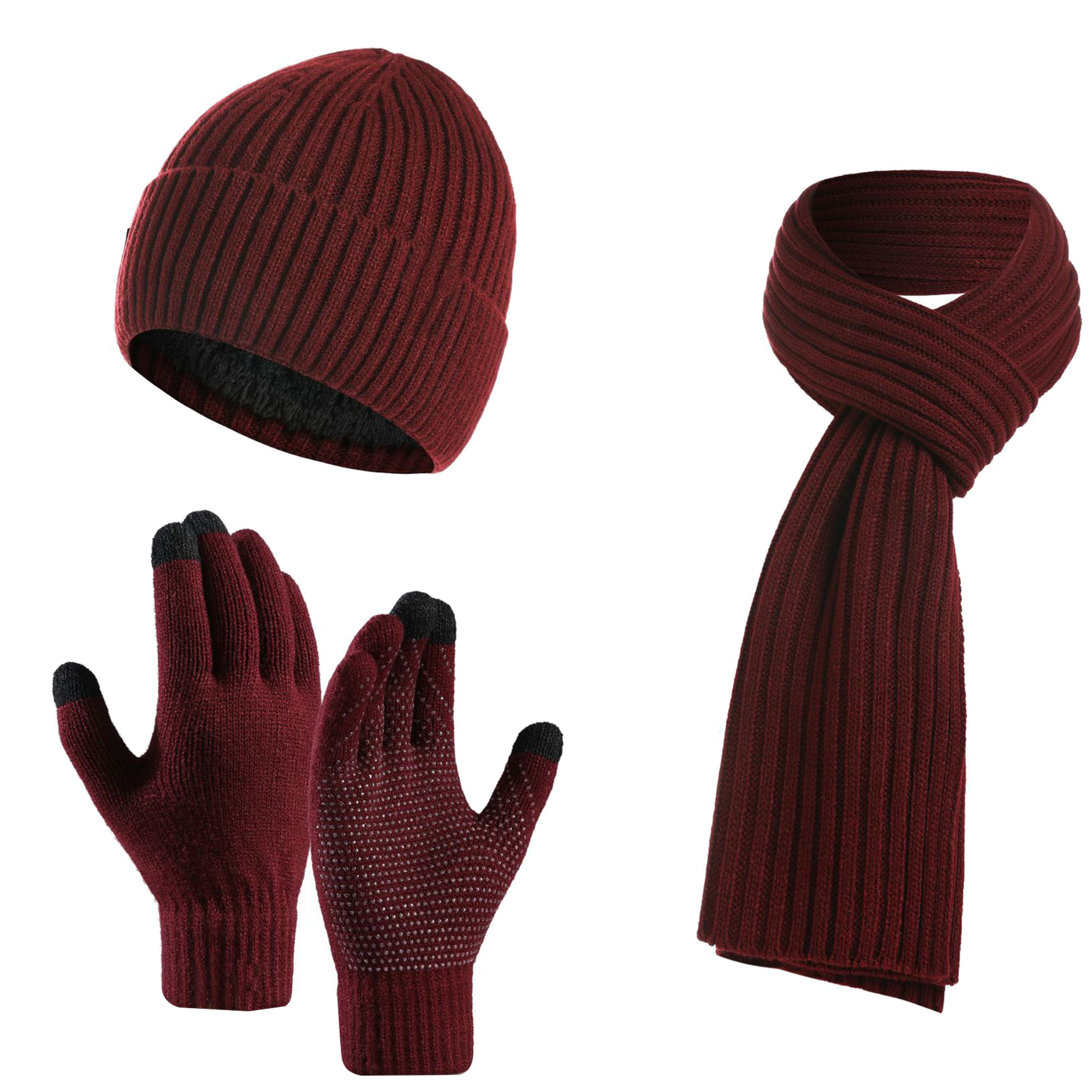 Warm Acrylic Gloves Hat And Scarf Set 4