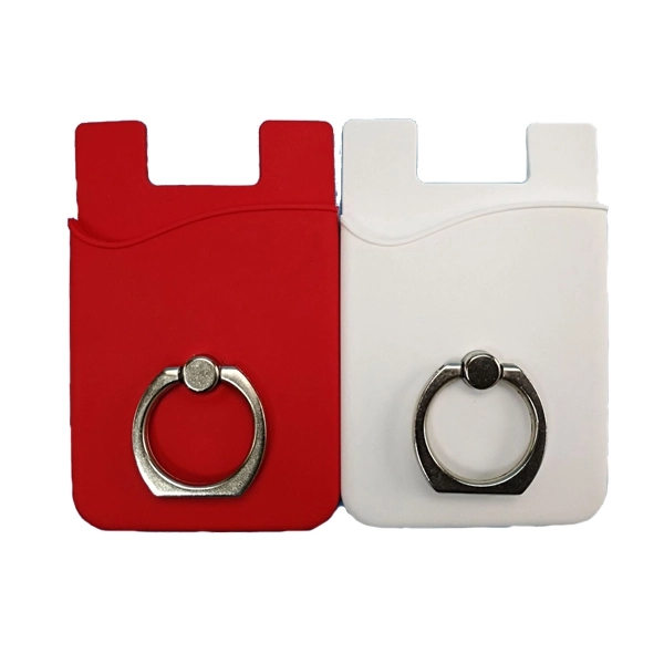 Silicone Card Holder with Metal Ring Phone Stand 5