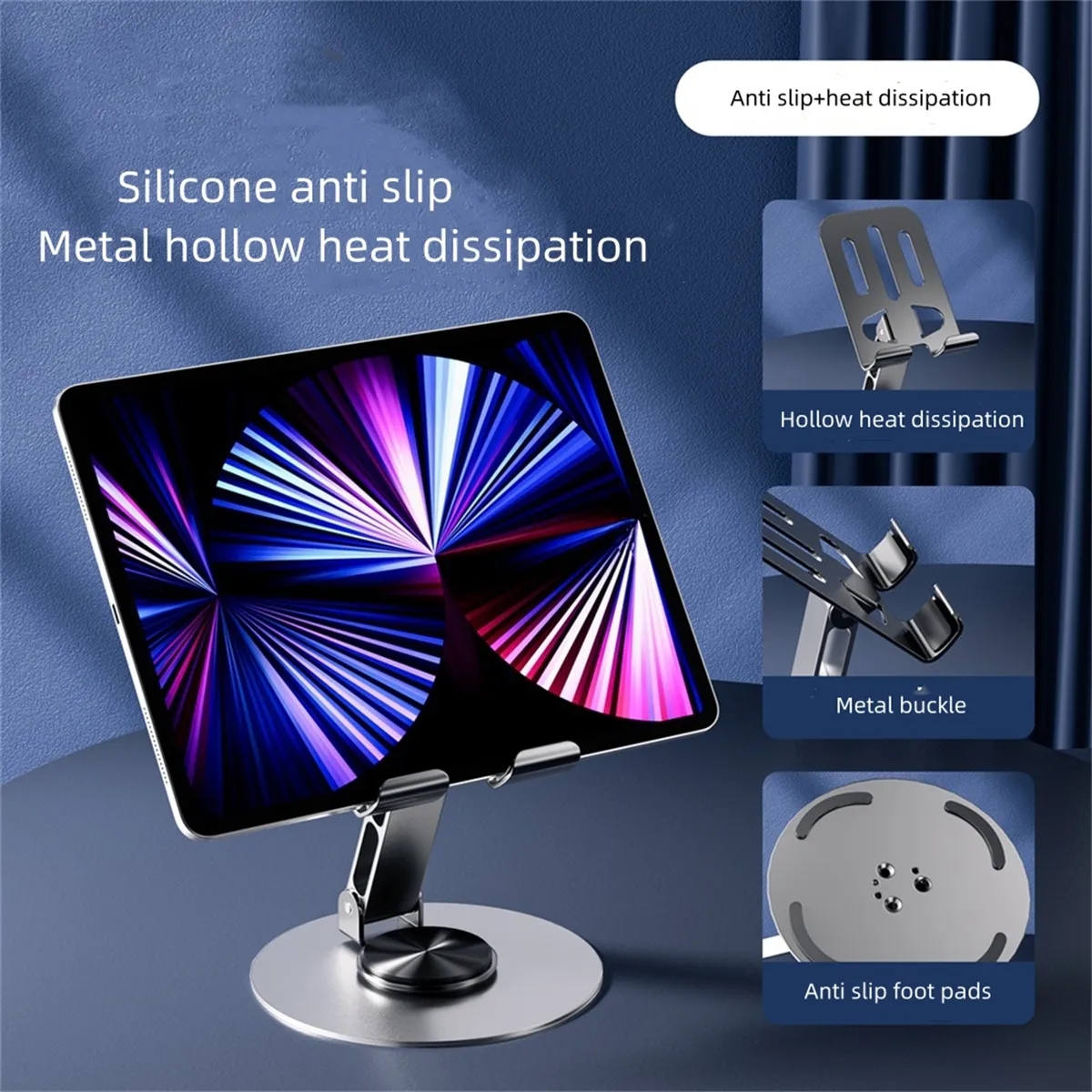 360 Degree Rotation Metal Cell Phone Stand Desk 3