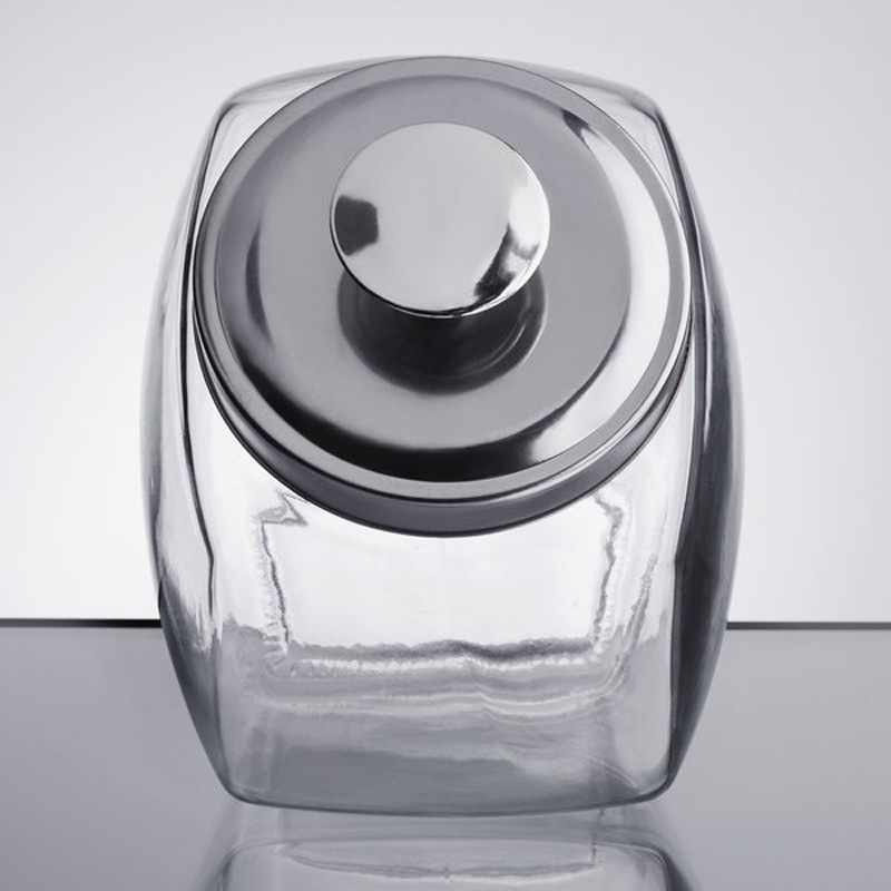 Choice 0.5 Gallon Glass Penny Candy Jar with Chrome Lid 1