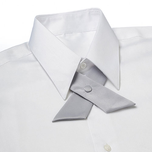 Light Gray Polyester Satin Crossover Tie 2