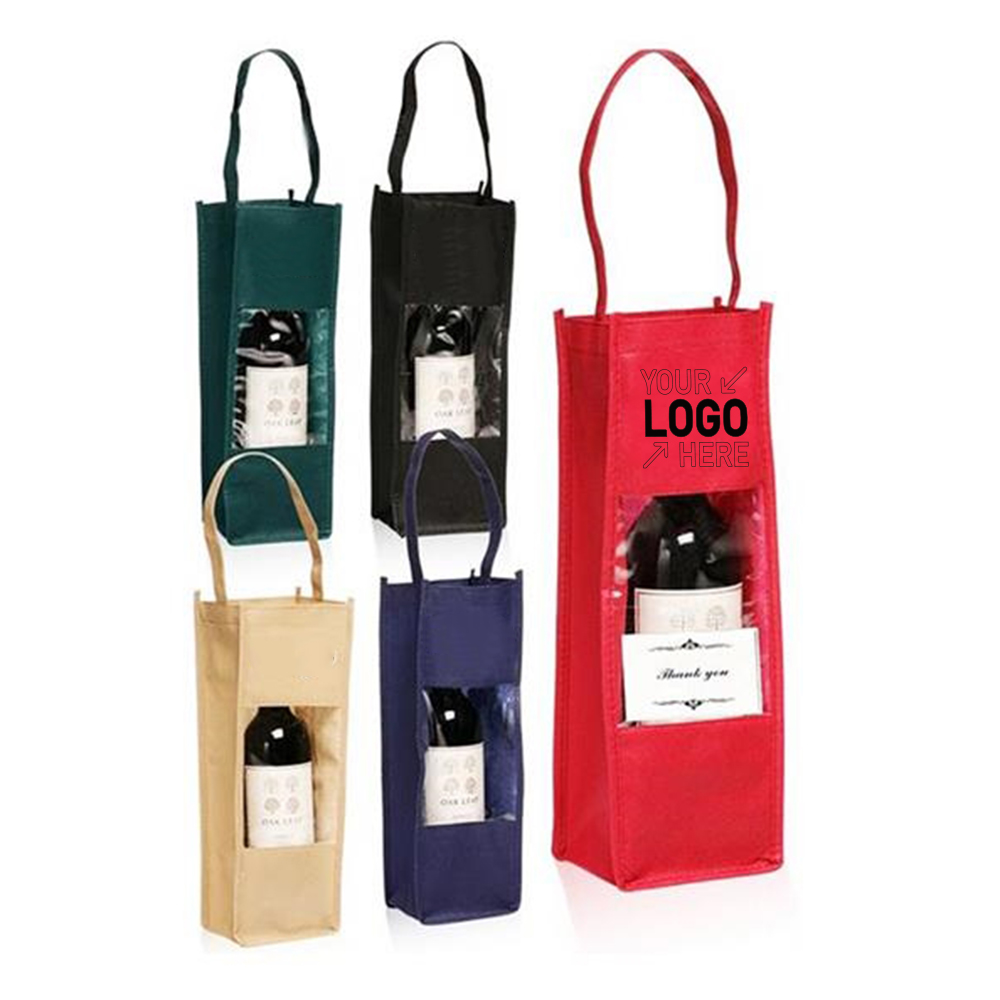 PVC Window Non-Woven Wine Tote Bag