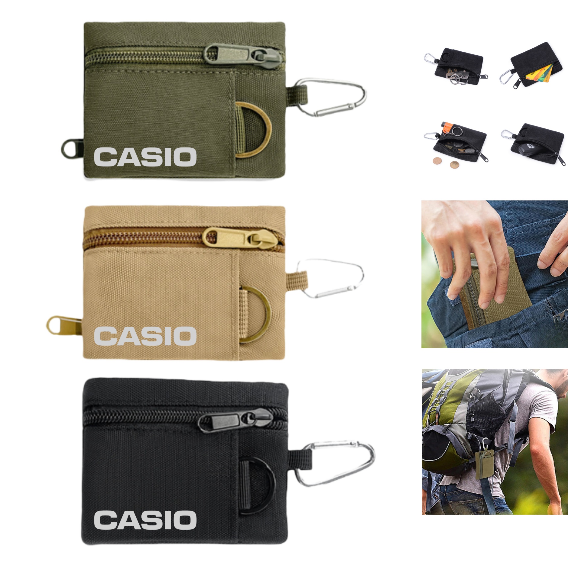 Travel Coin Purse Pouch with Carabiner 2