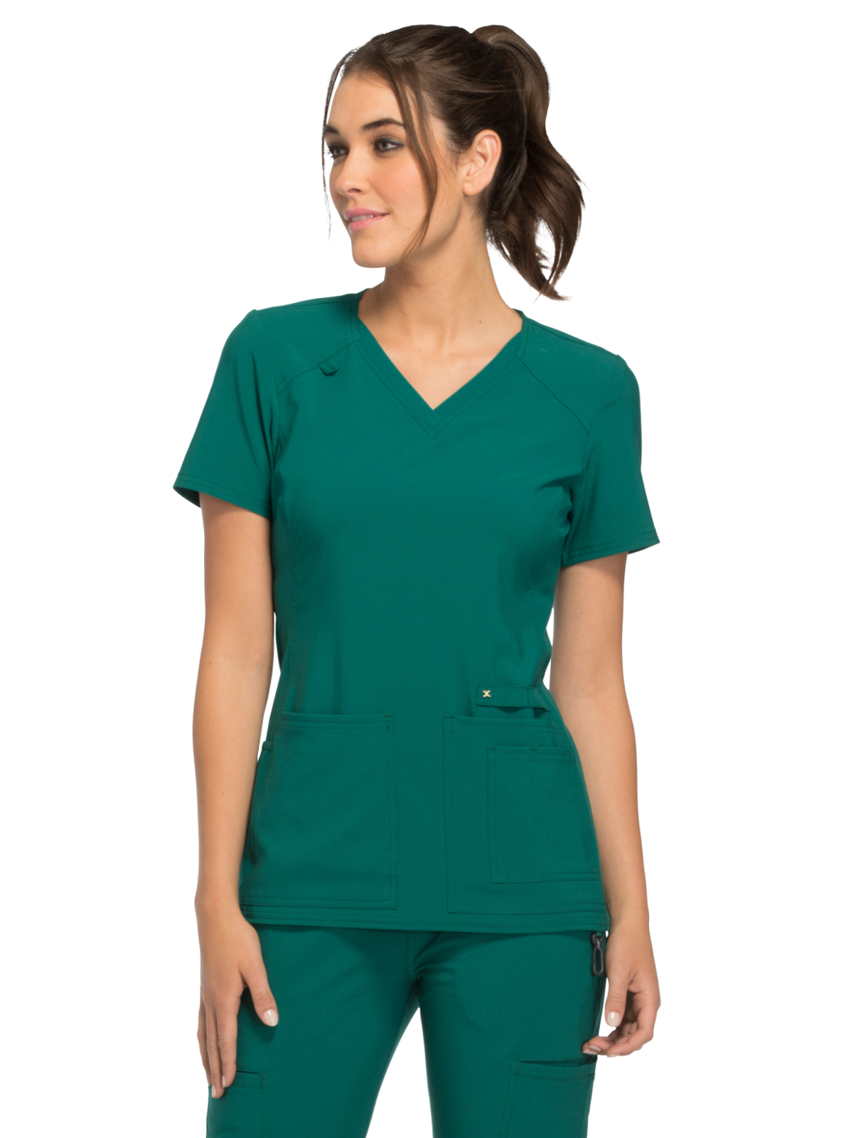 Cherokee - iFlex - Women's 2 Pocket V-Neck Knit Side Panel Top 2