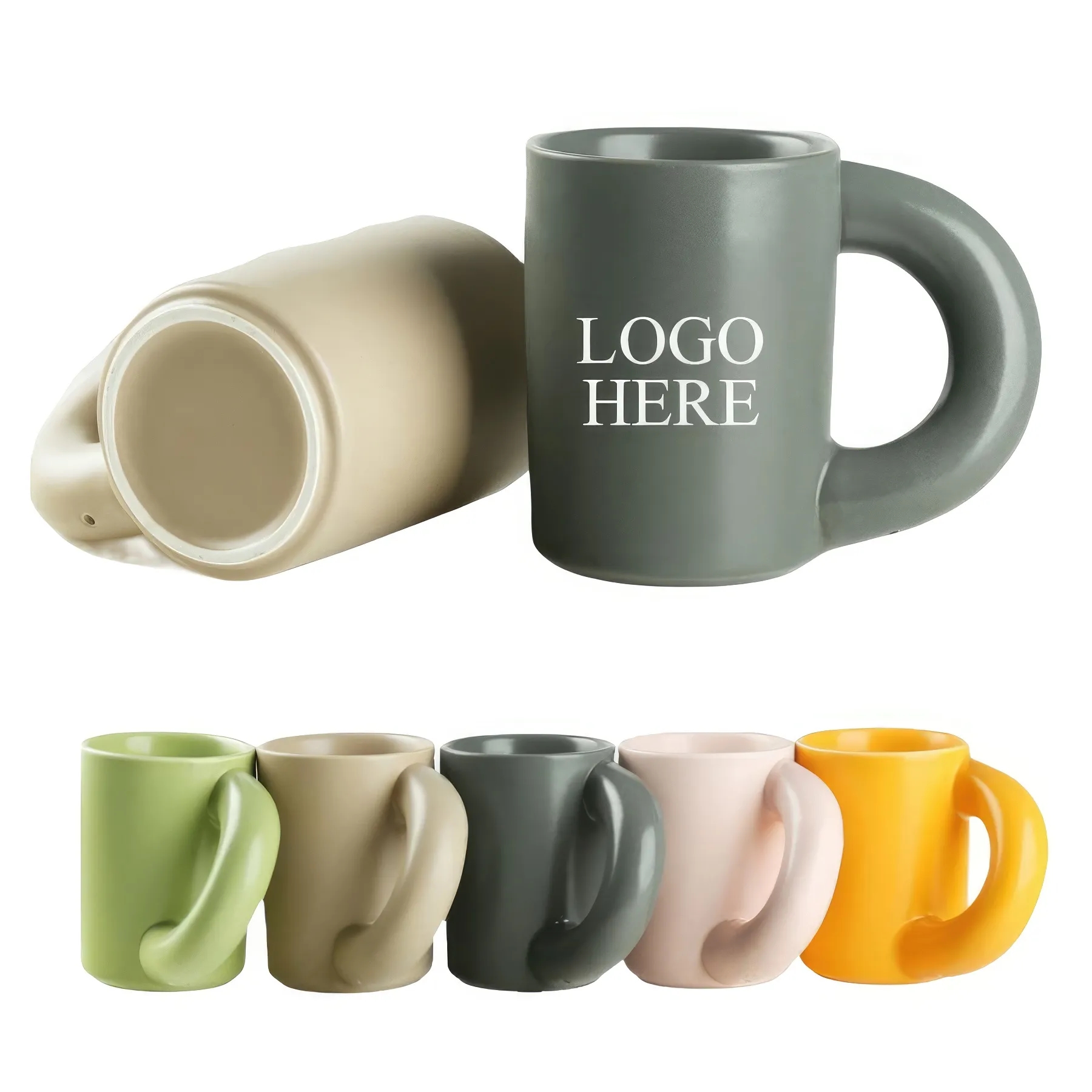 Ceramic Coffee Mug with Cute Creative Crooked Handle 2