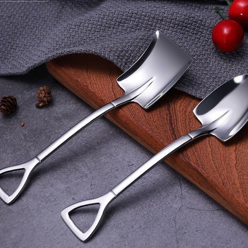 Creative 410 Stainless Steel Shovel Shaped coffe Ice cream Dessert Spoon 4