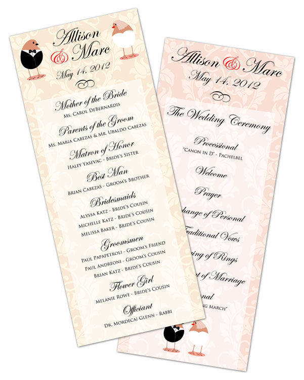 Wedding Program Card Flat - 3.5x8.5 3