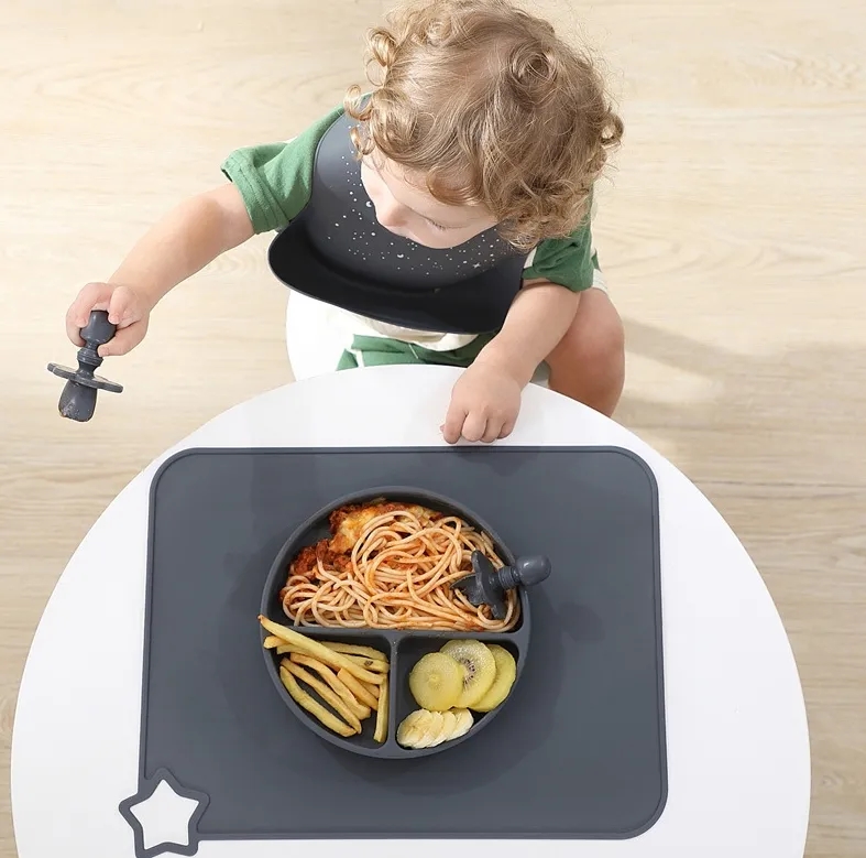 Non Slip Silicone Baby Placemat for Toddlers with Raised Edges Dishwasher Safe 2