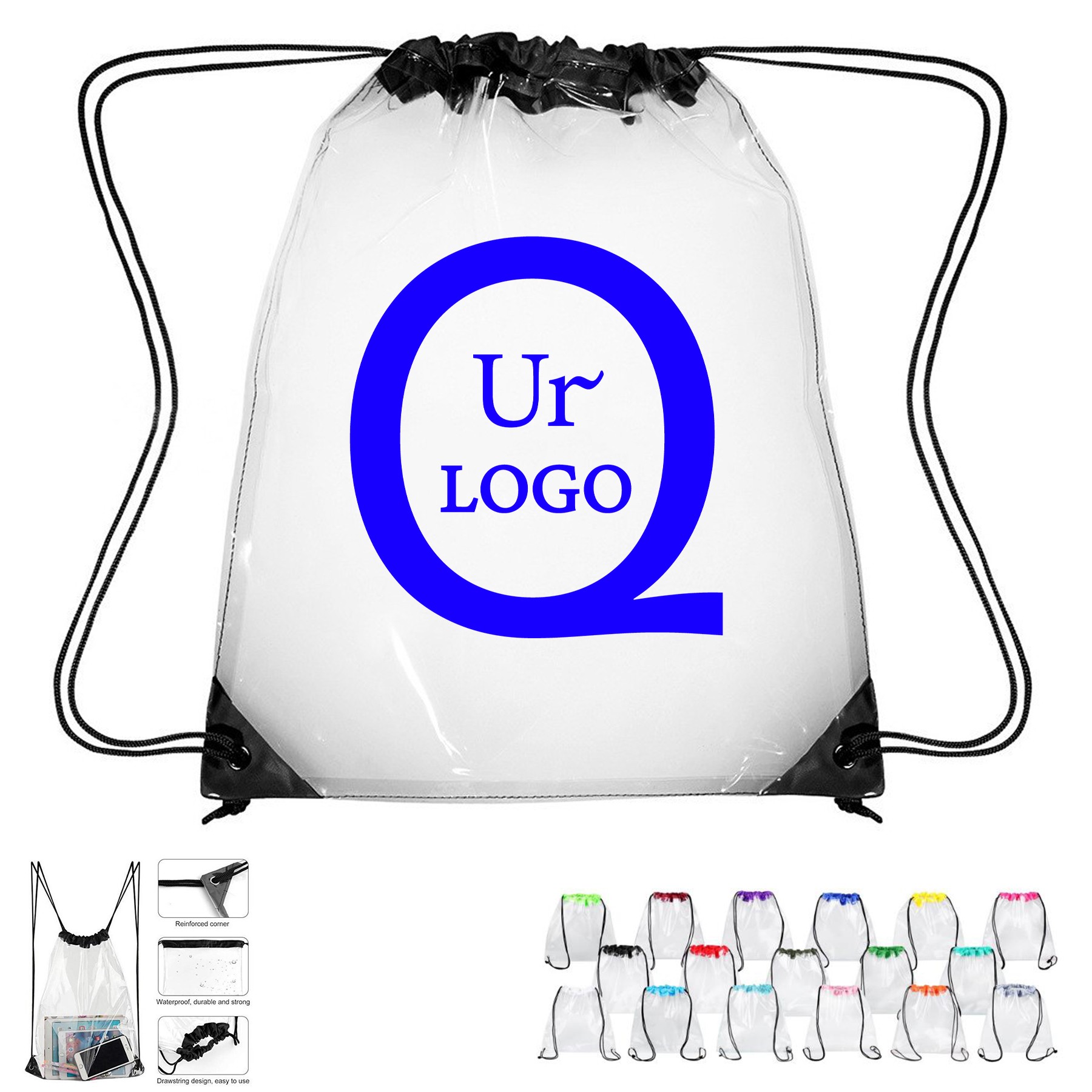 13.39X16.93 Inch Pvc Drawstring Backpack 1