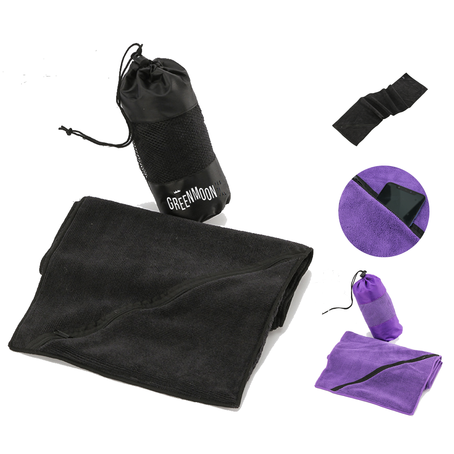 Fall Sports Gym Towel with Drawstring Bag 2