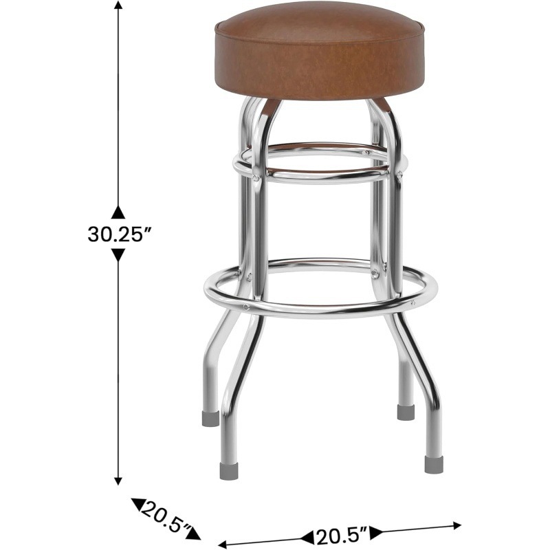 High Quality Padded Swivel Bar Stool Chrome Base 2