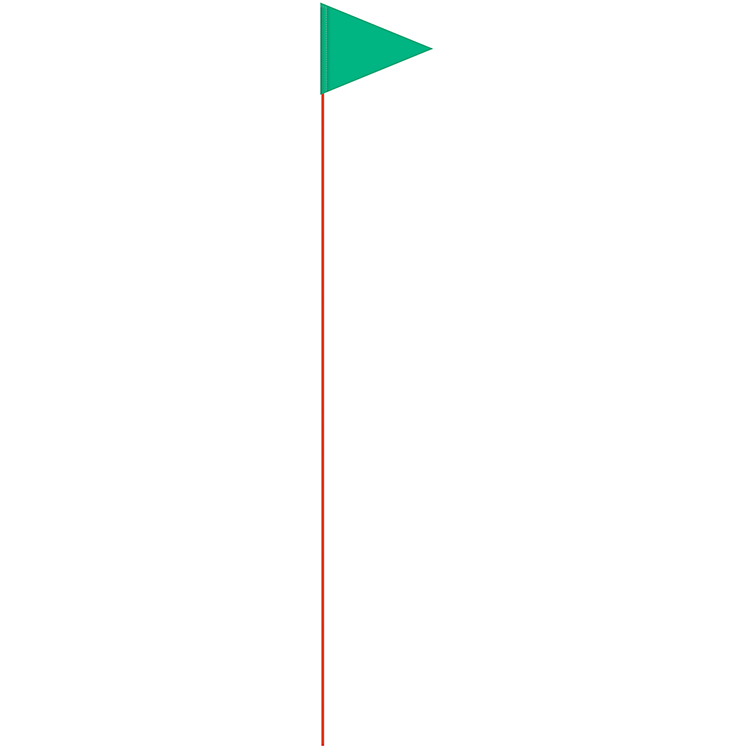 Solid Color Green Pennant Field Flag w/Orange Staff 1