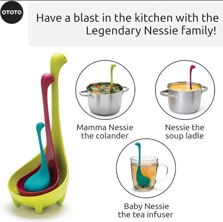 3 Piece Kitchen Tool Set with Colander Ladle and Tea Infuser 3