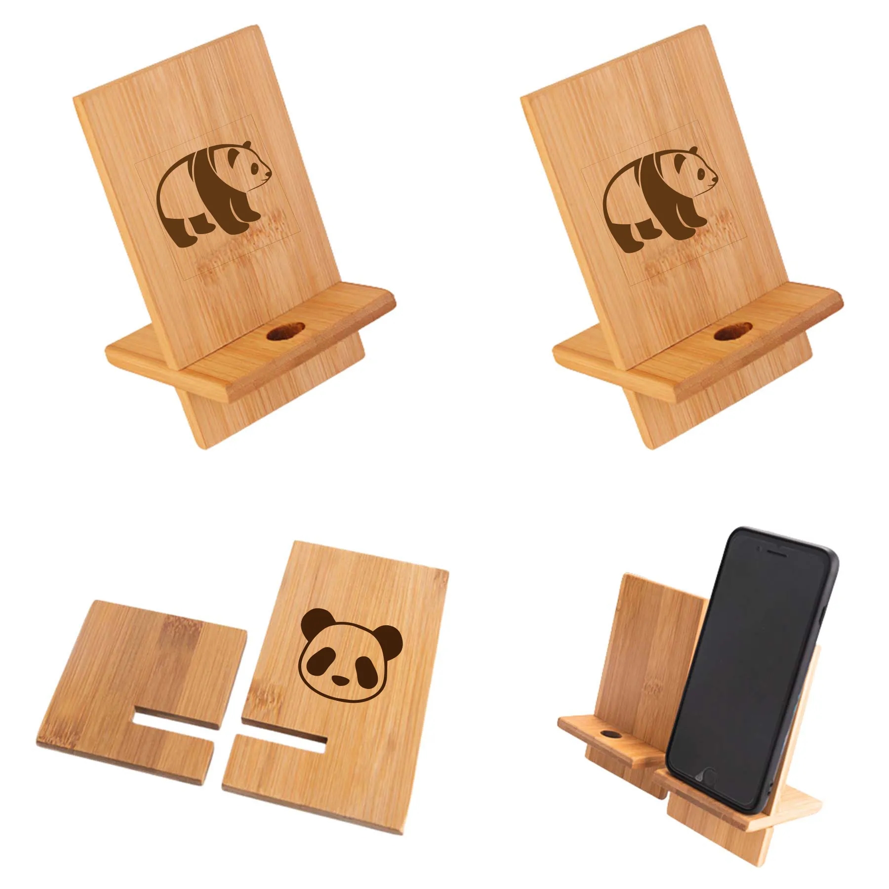 Bamboo Phone Stand with Charging Hole