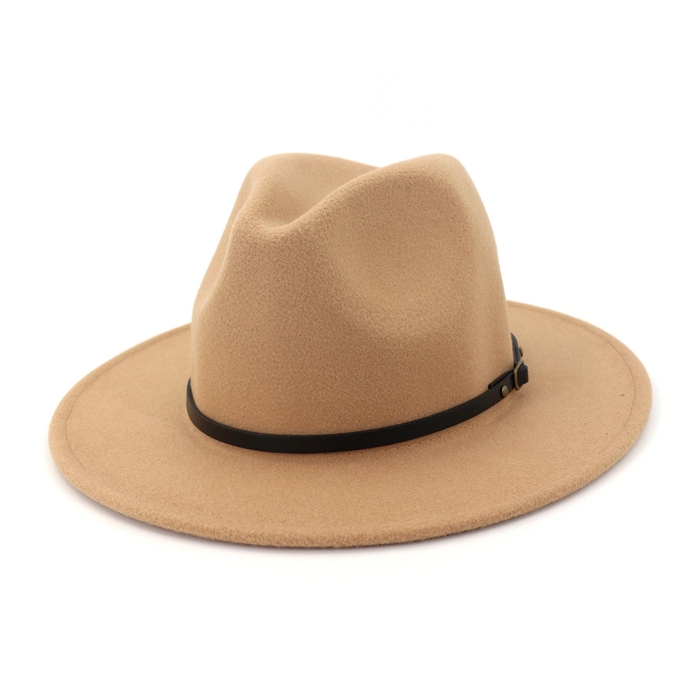 Womens Classic Wide Brim Wool Fedora Hat 2