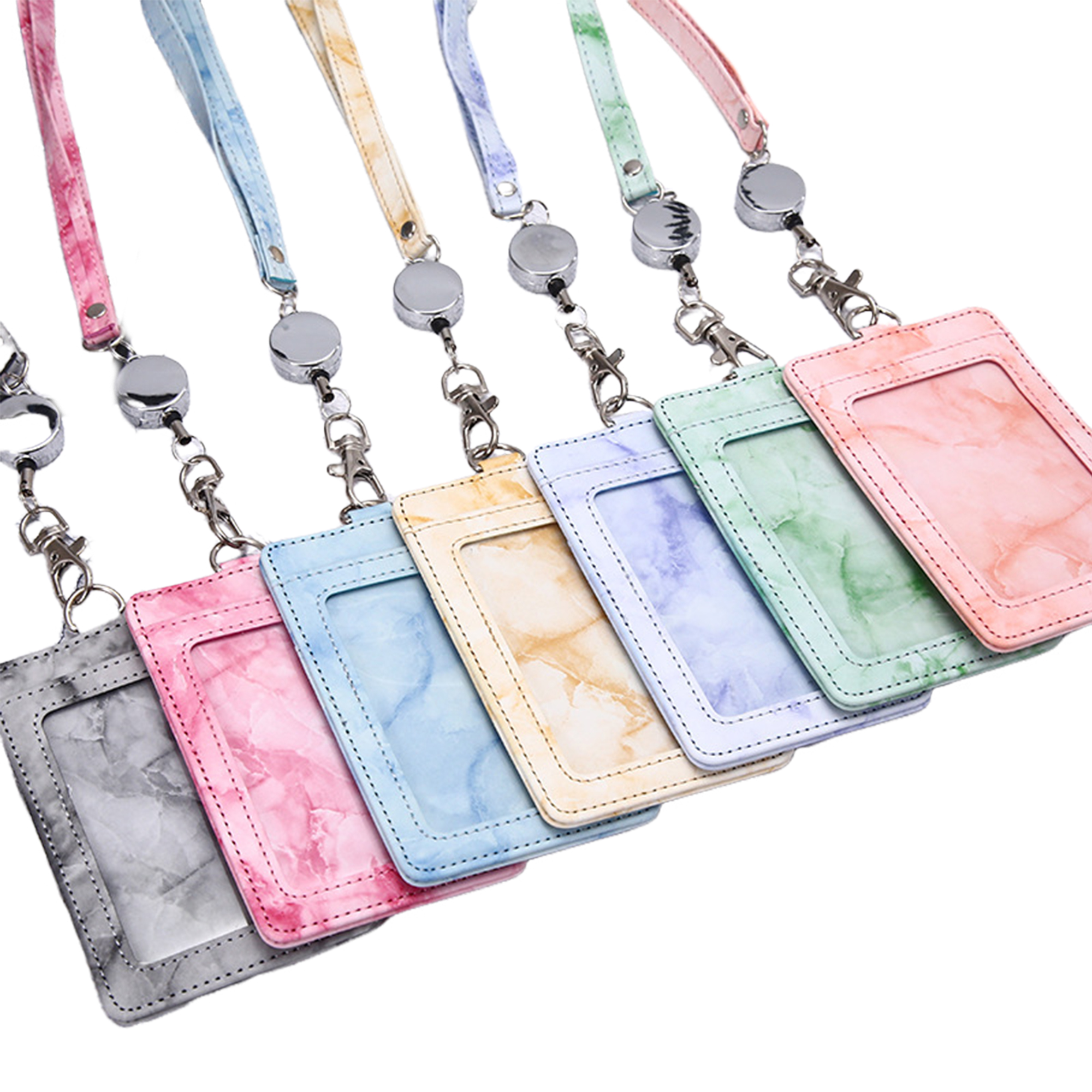 Marble Patterned Retractable PU Name Tag 3