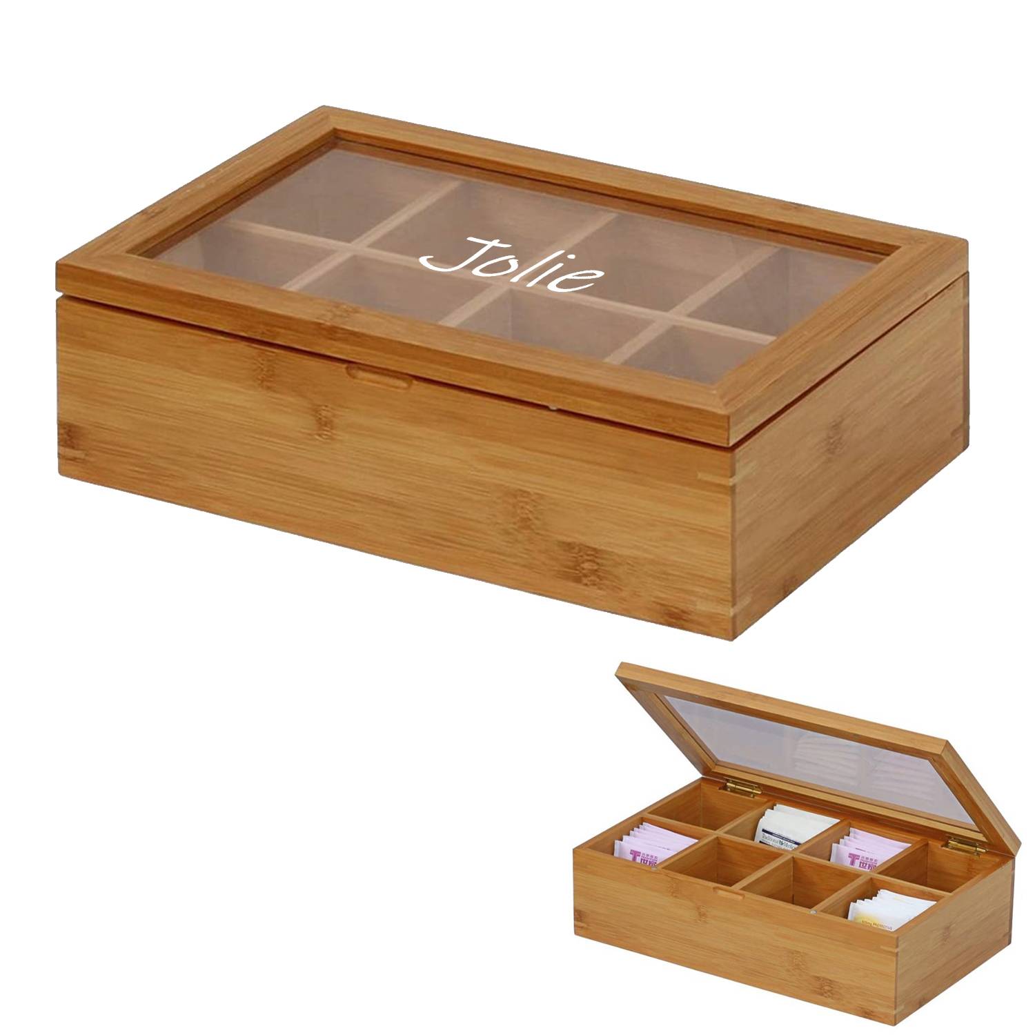 8 comp wooden tea box 8