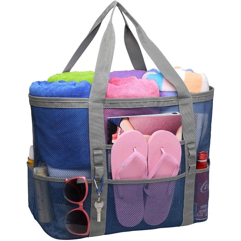 Large Capacity Mesh Beach Bag with 9 Pockets 3