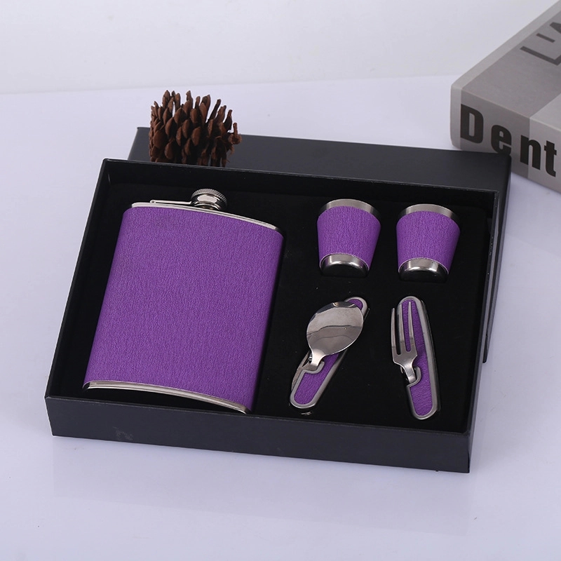 9 oz Hip Flask Gift Set With Folding Knives & Forks, custom water bottle with logo imprint 5