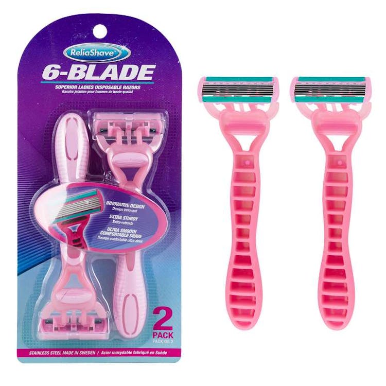 6 Blade Women's Disposable Razor - 2 Pack 1