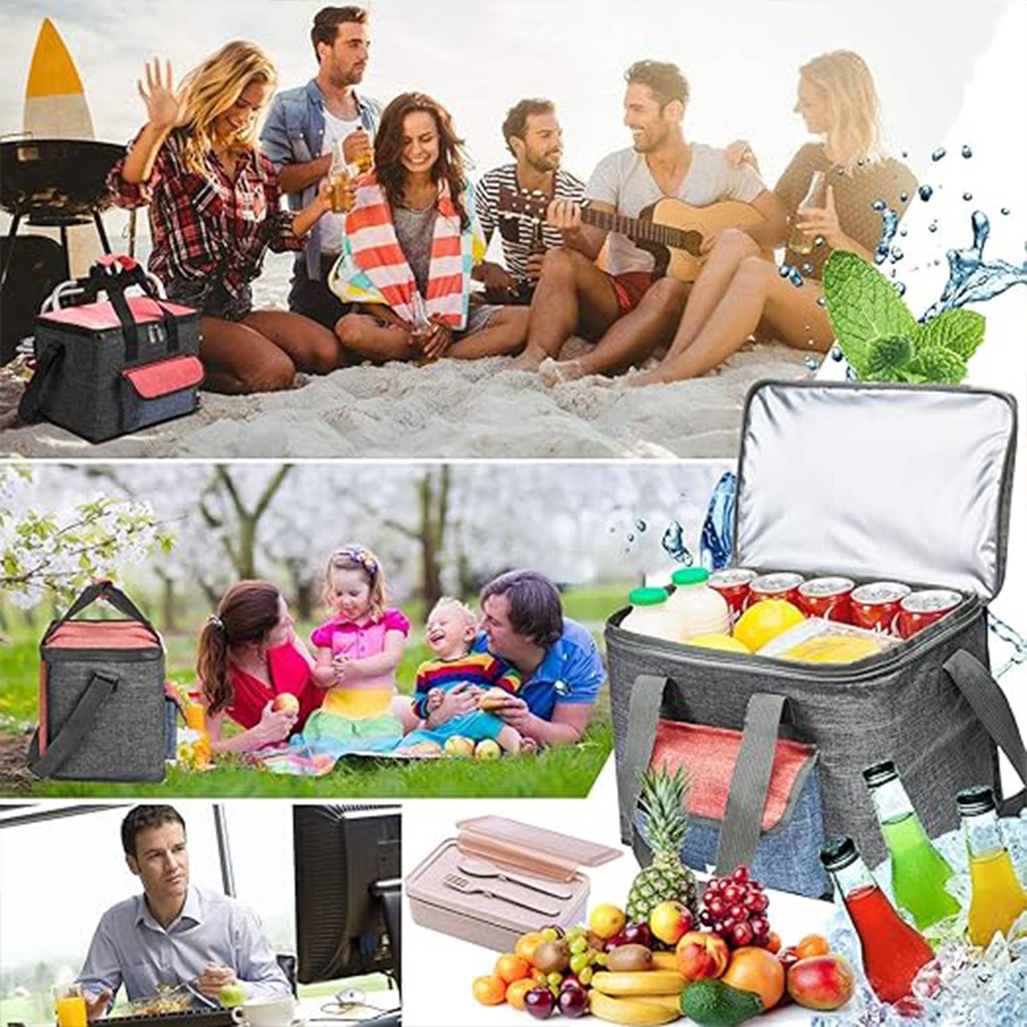 Large Cooler Insulated Picnic Lunch Bag Waterproof 9