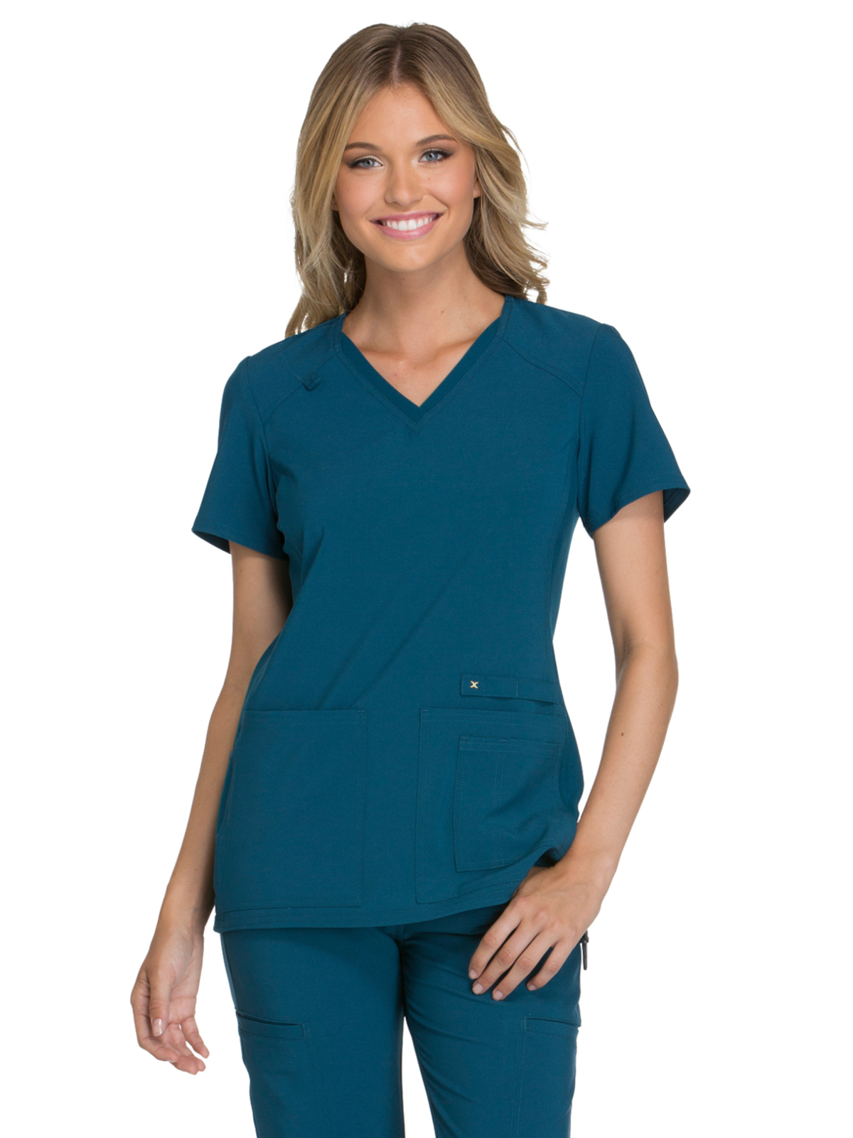 Cherokee - iFlex - Women's 2 Pocket V-Neck Knit Side Panel Top 14