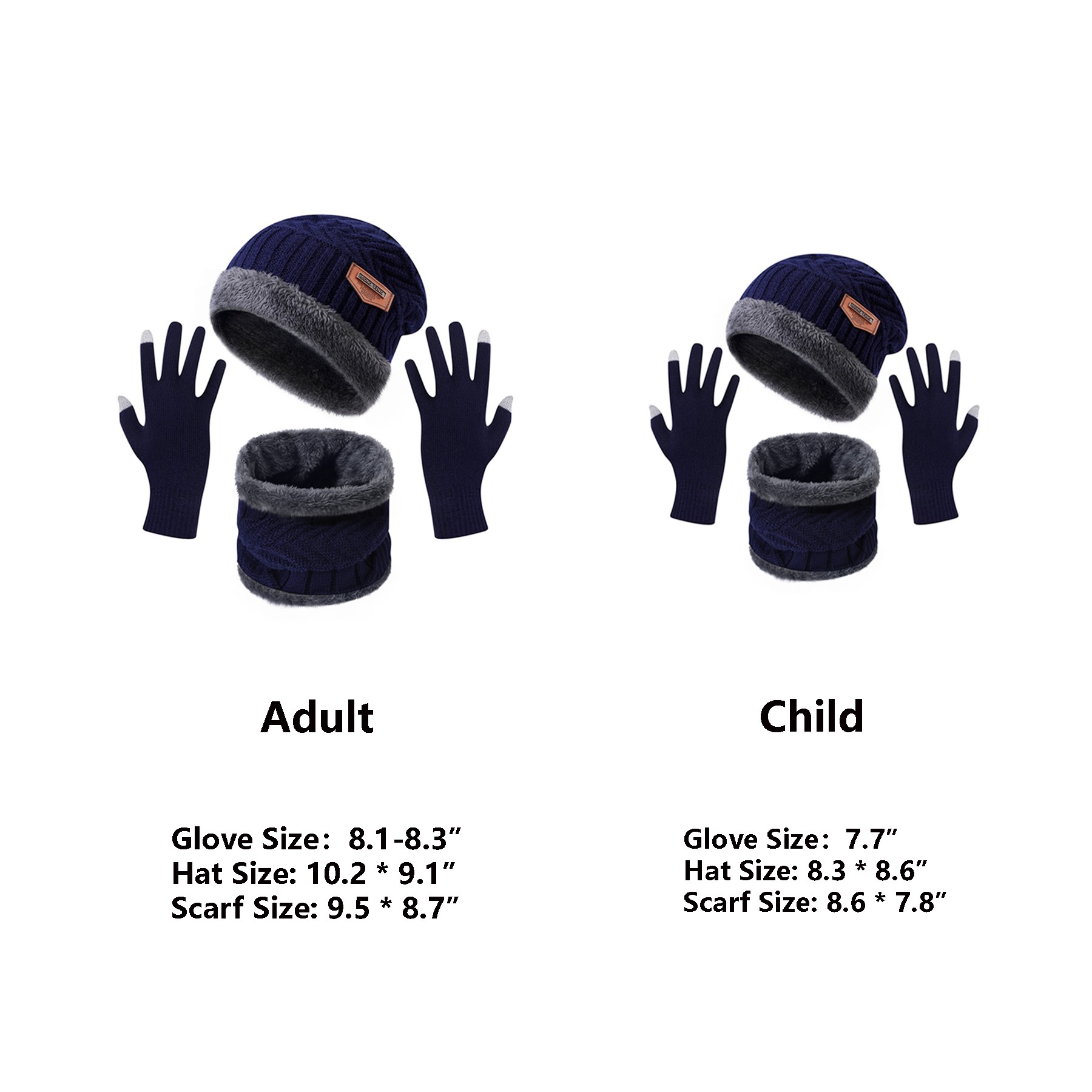 Winter Beanie Hat Scarf Touchscreen Gloves Set 5