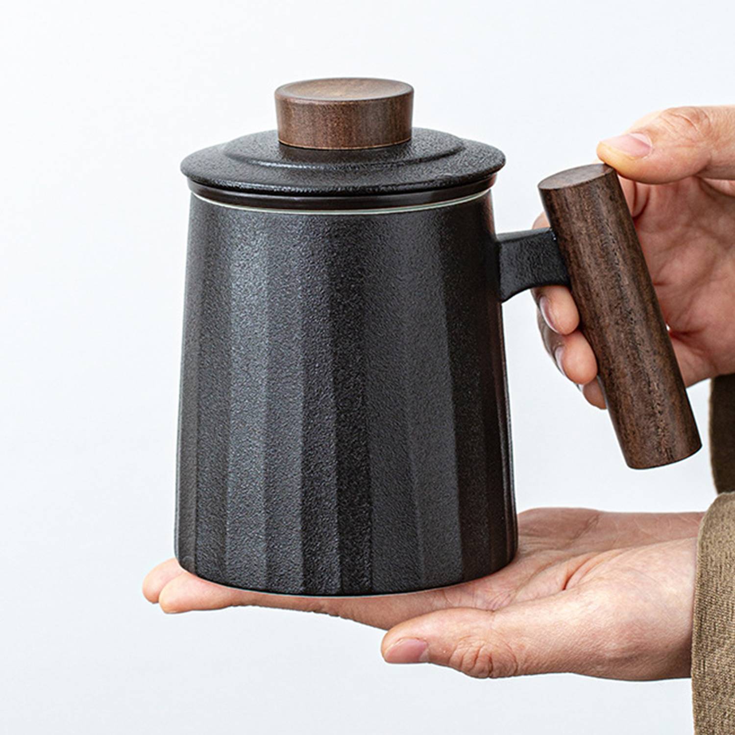 Large Capacity Ceramic Mug Customized with Lid Filter 4