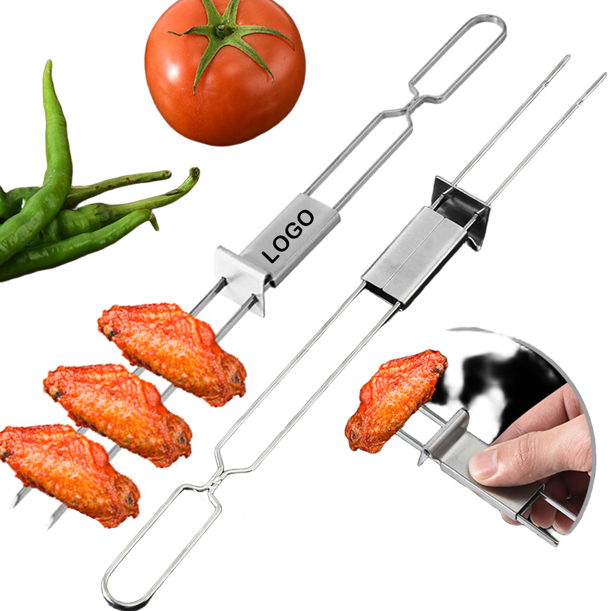 Flat BBQ Skewers with Handle 1