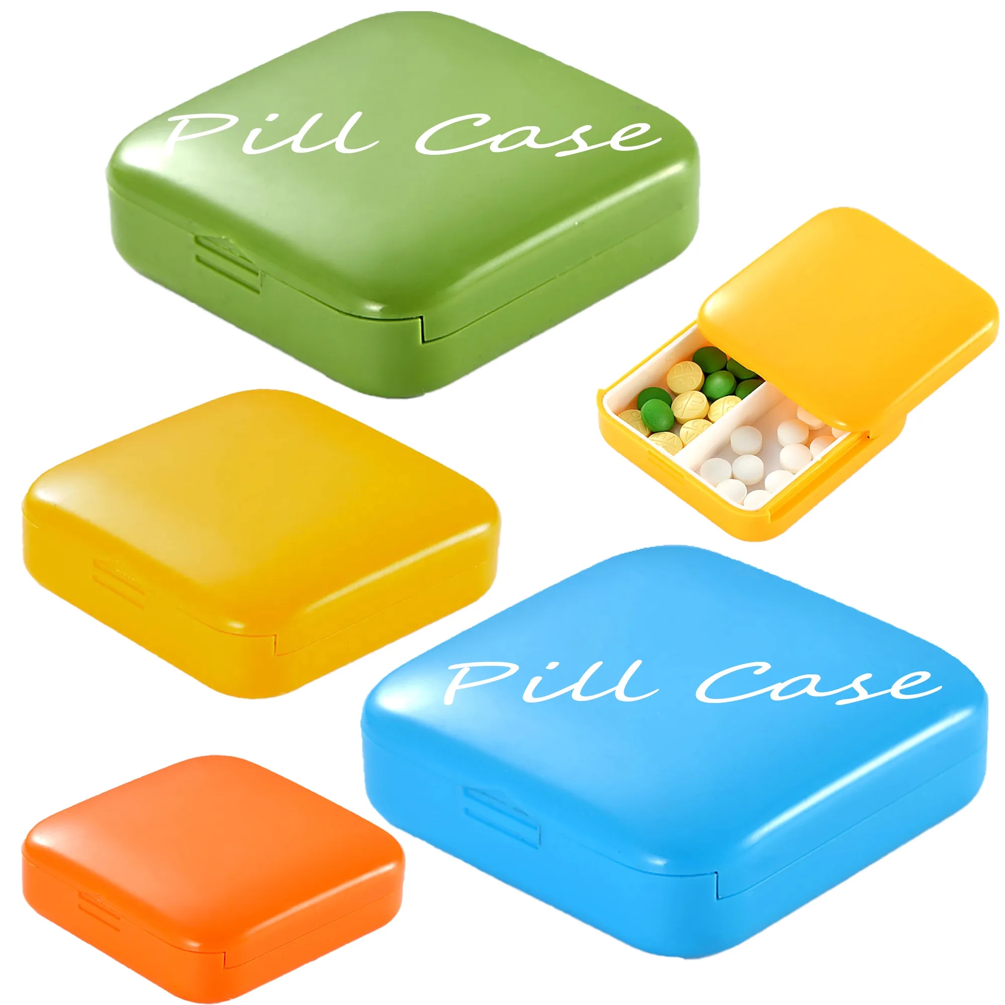 Push And Pull The Two-Compartment Square Pill Box