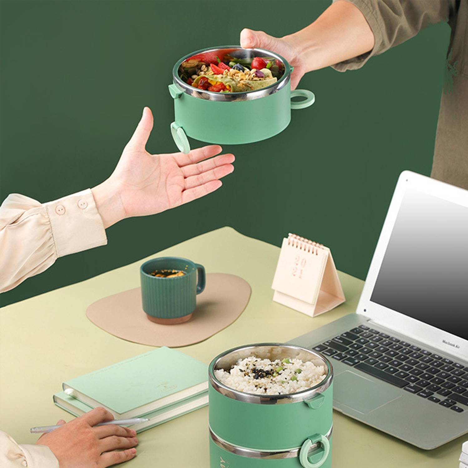 44oz Multilayer Stainless Steel Insulated Lunch Bowl Box 2
