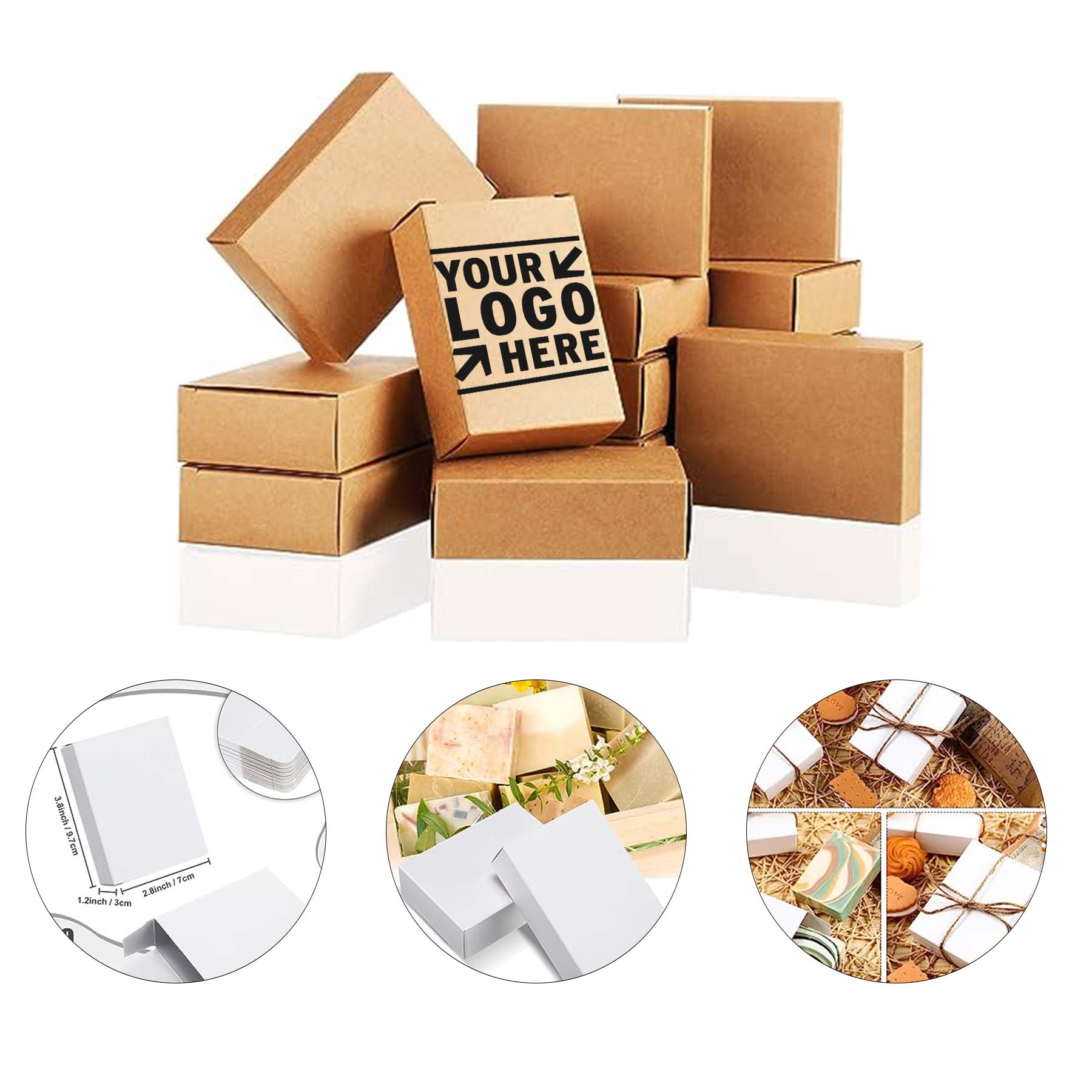 3.8 x 2.8 x 1.2 Inch Packaging Homemade Kraft Party Soap Box