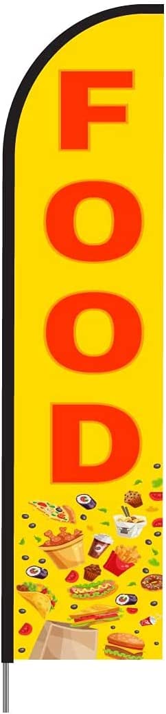 Food Feather Flag Swooper Banner Pole Kit Outdoor Restaurant Businesses and Store Sign Display, 15ft 2