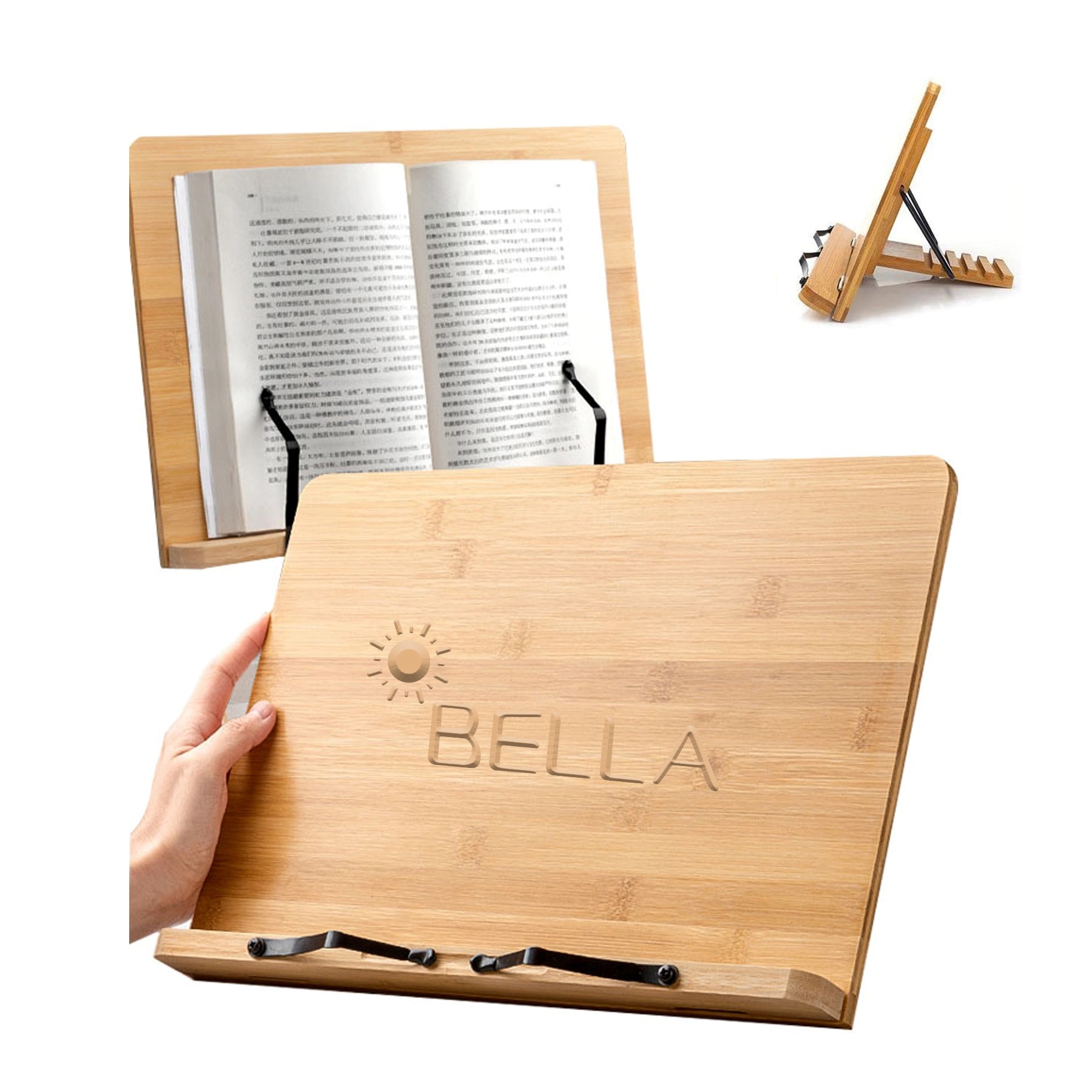 13.4" X 9.5" Adjustable Bamboo Book Stands Cookbook Holder 1