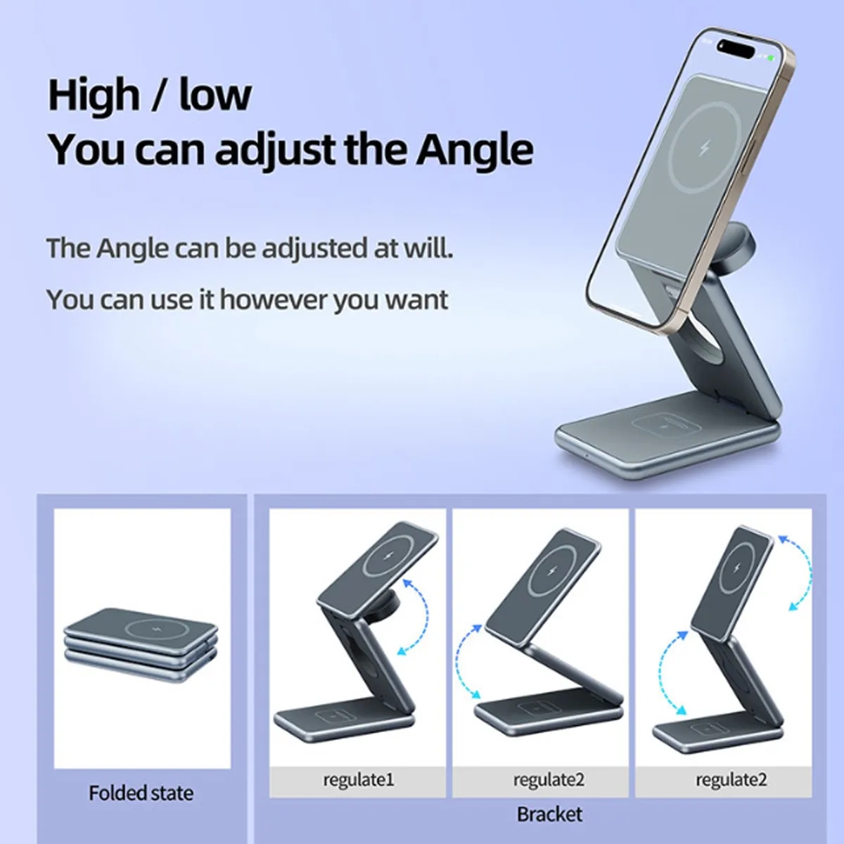 Foldable Wireless 3in1 Charger Works Multiple Apple Devices 2
