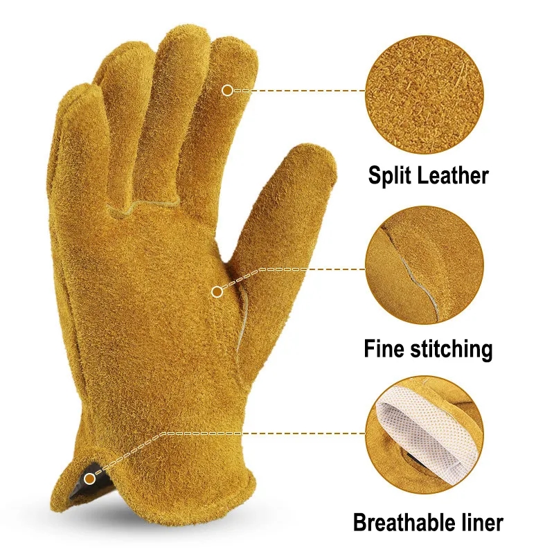 Cowhide Leather Work Gloves for Construction 6