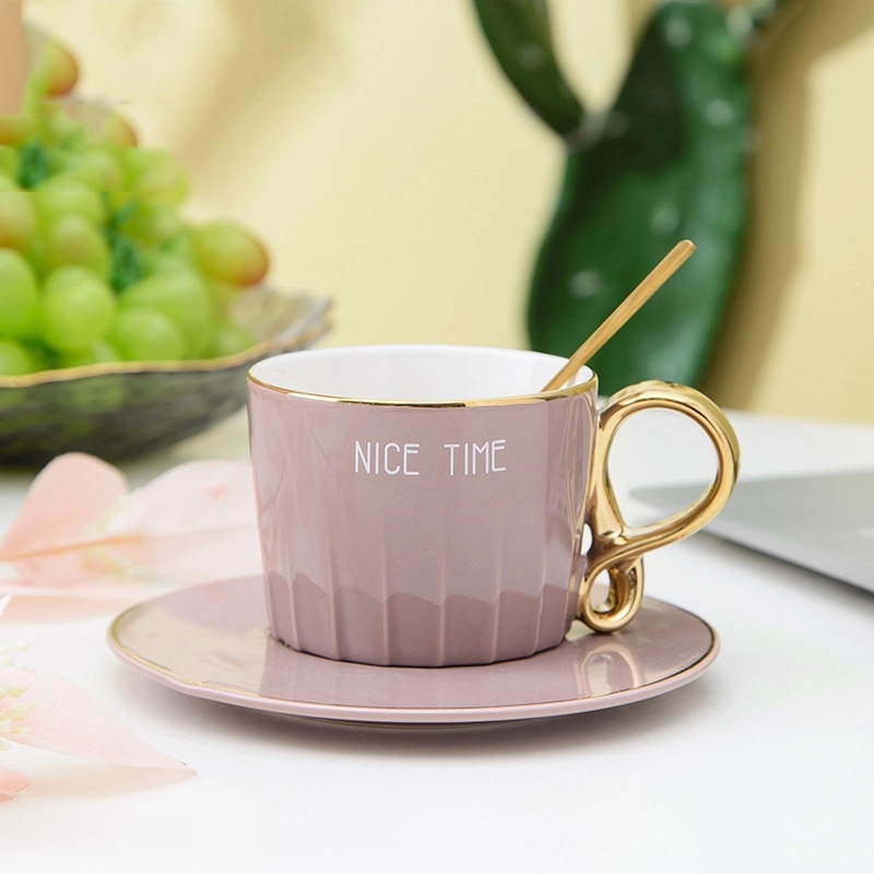 Custom 8 oz Ceramic Coffee Mug Saucer Set 6