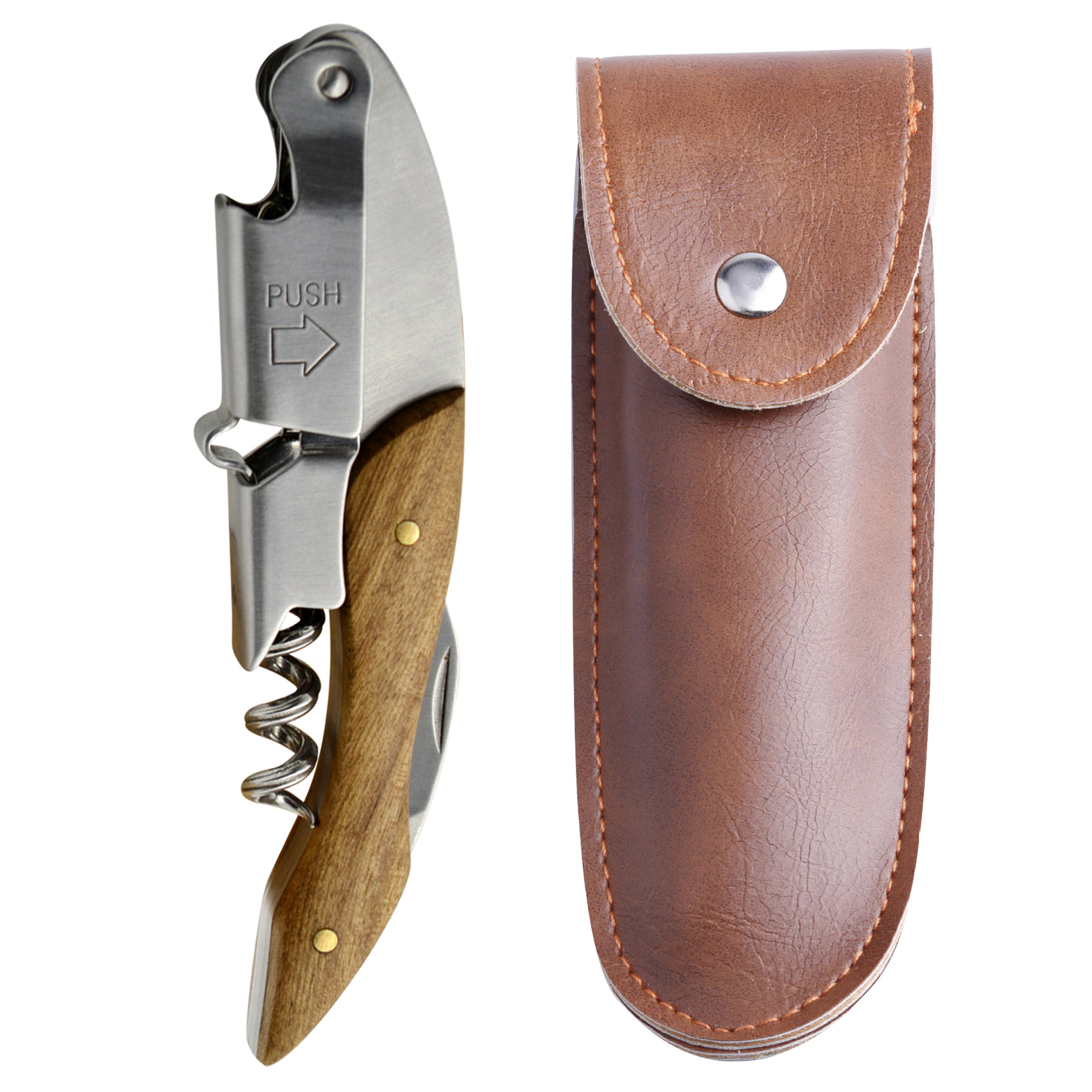 Wine Bottle Opener& Corkscrew Tool With Leather Case 7