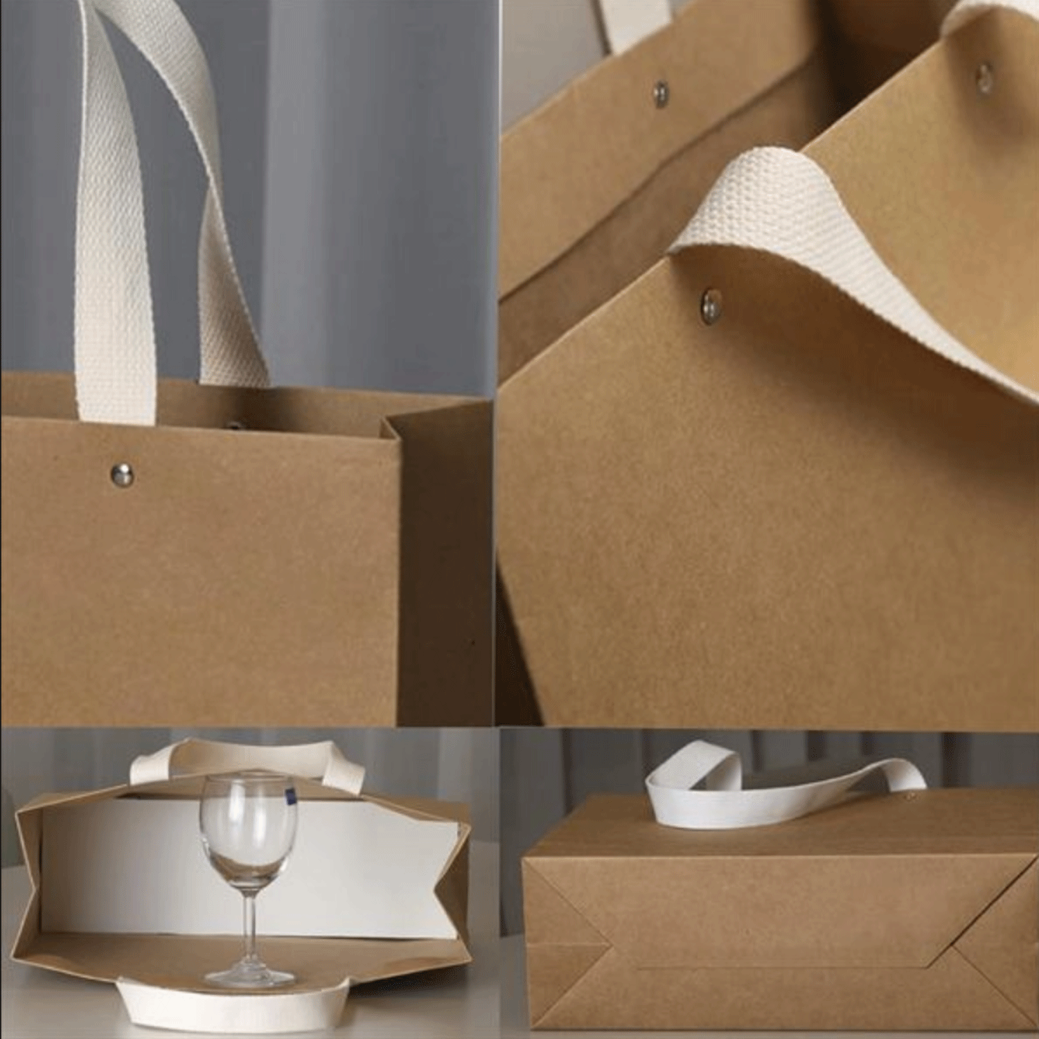 High Quality Brown Cardboard Shopping Paper Bag W/ Handles 11
