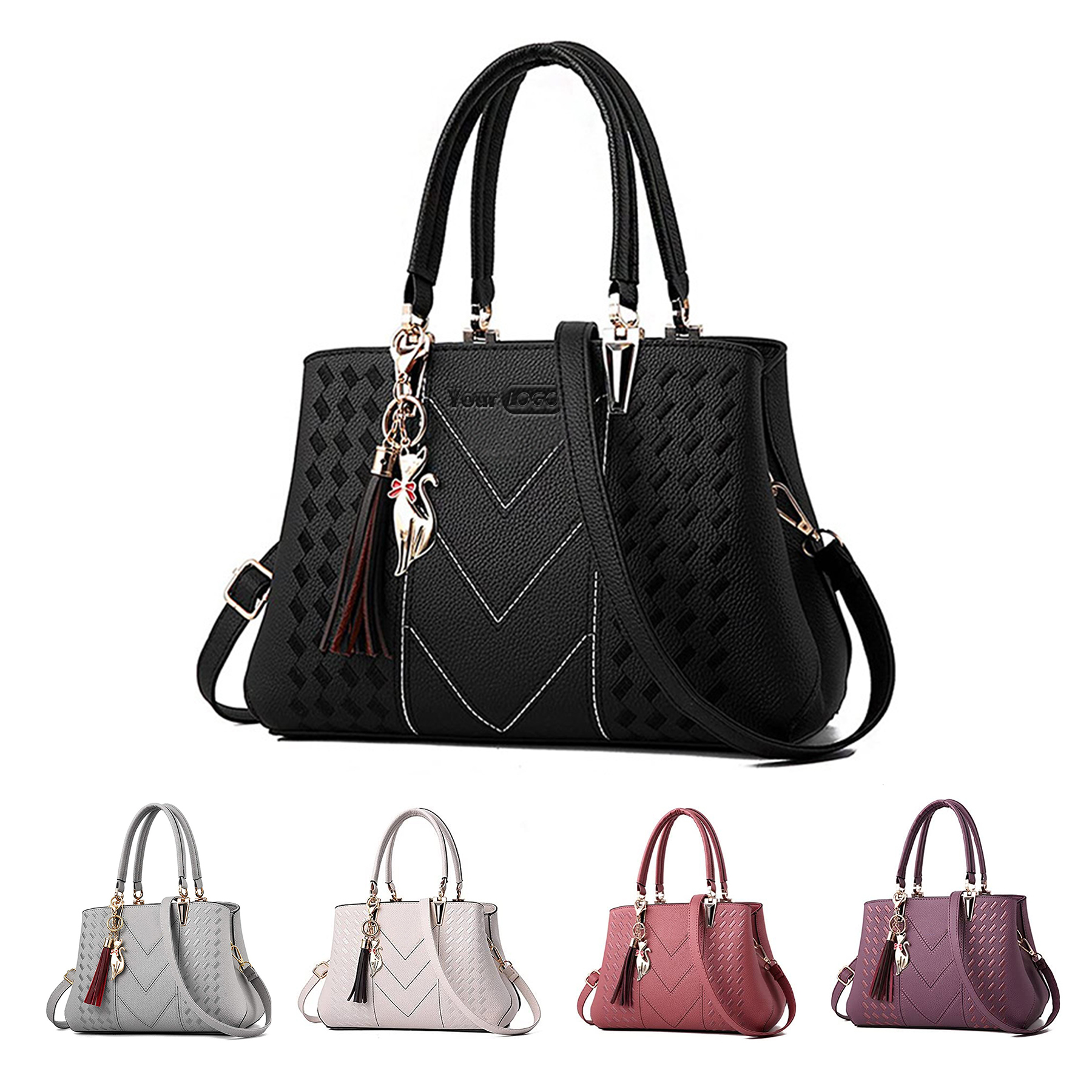 PU Shoulder Tote Bag Ladies Bag, custom tote bag with logo imprint 2