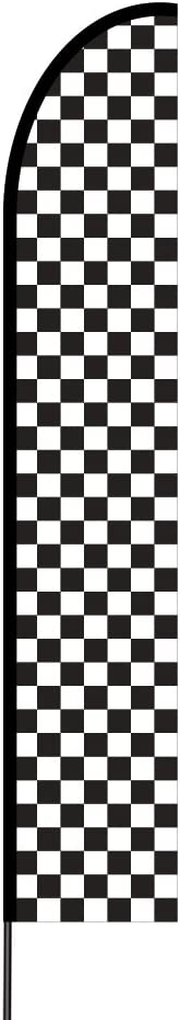 Checkered / Chequered (Black & White) Flag Kit 15' Feet Feather Flag Sign Outdoor Banner 1